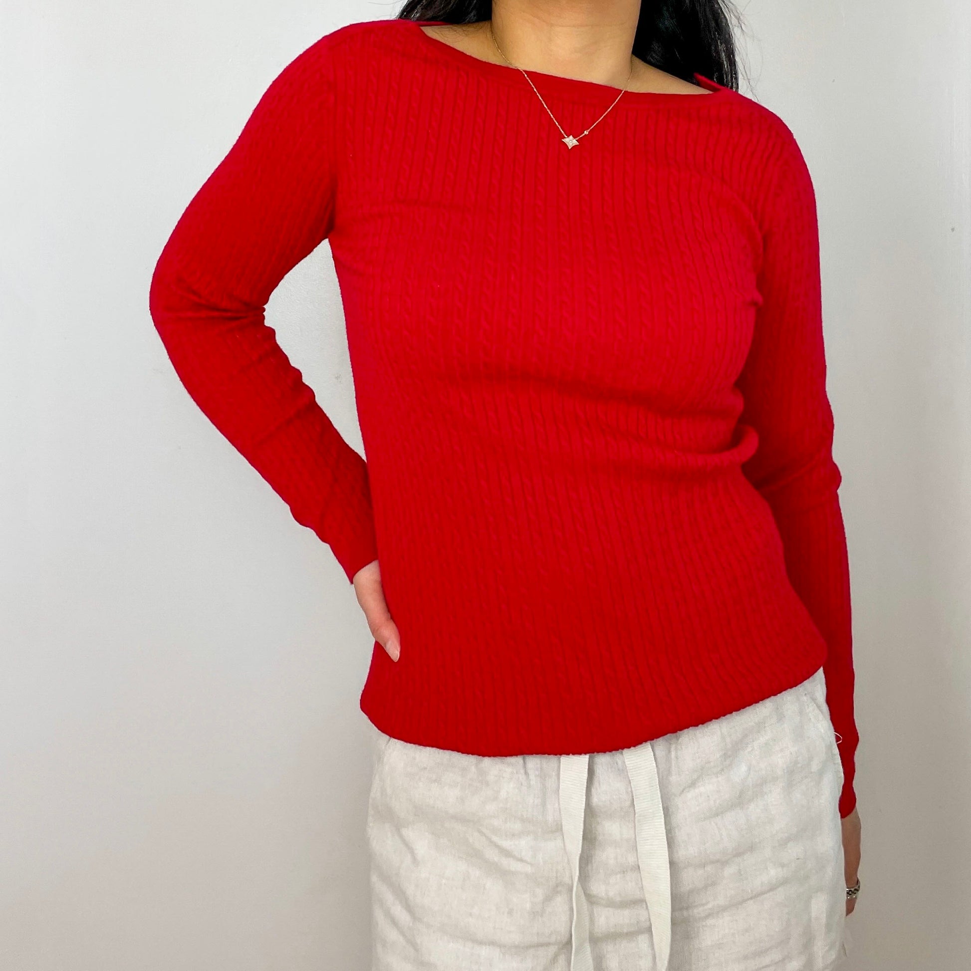 Red Tommy Hilfiger Boat Neck Jumper - Zoehify 