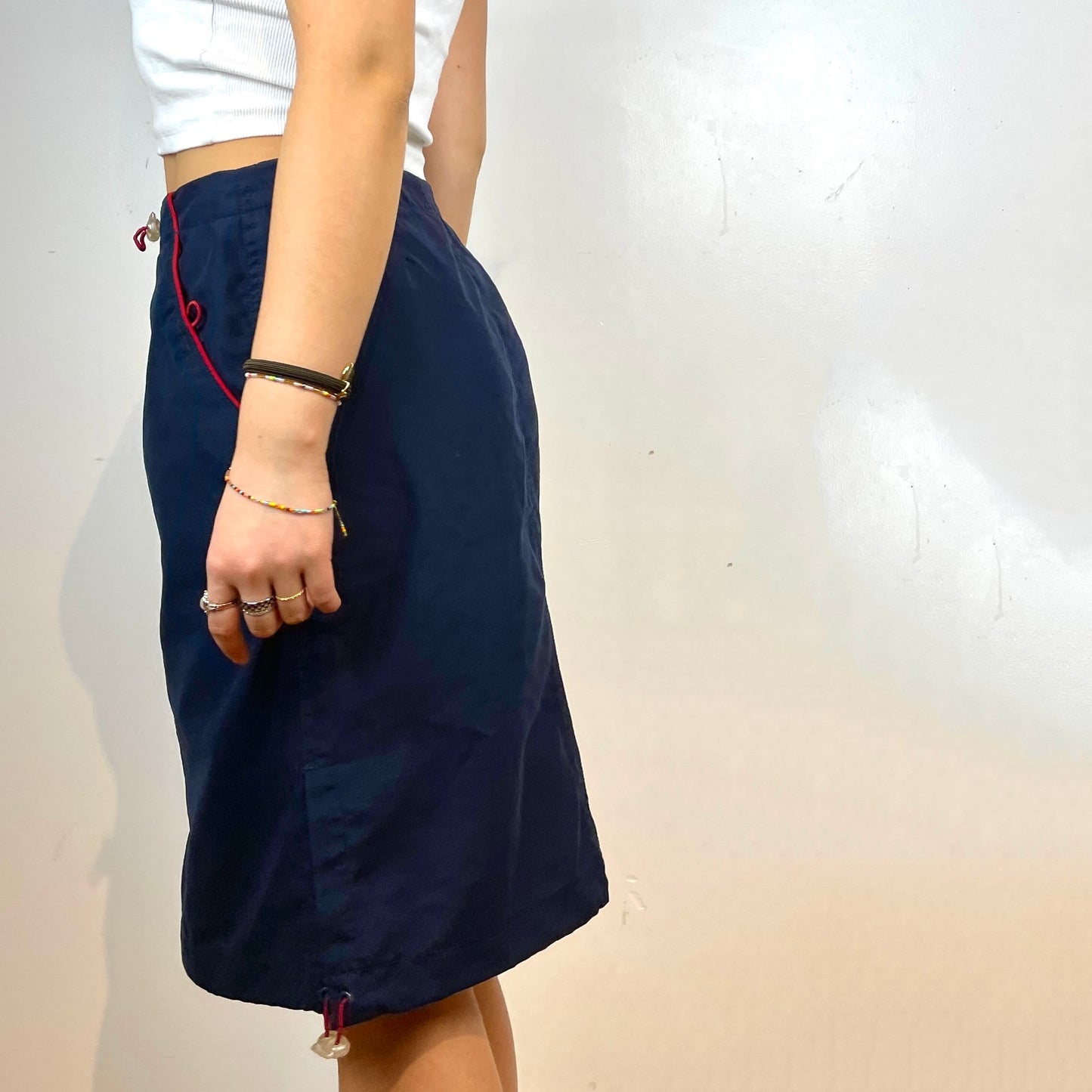 Navy Drawstring and Toggle Midi Skirt - Zoehify 