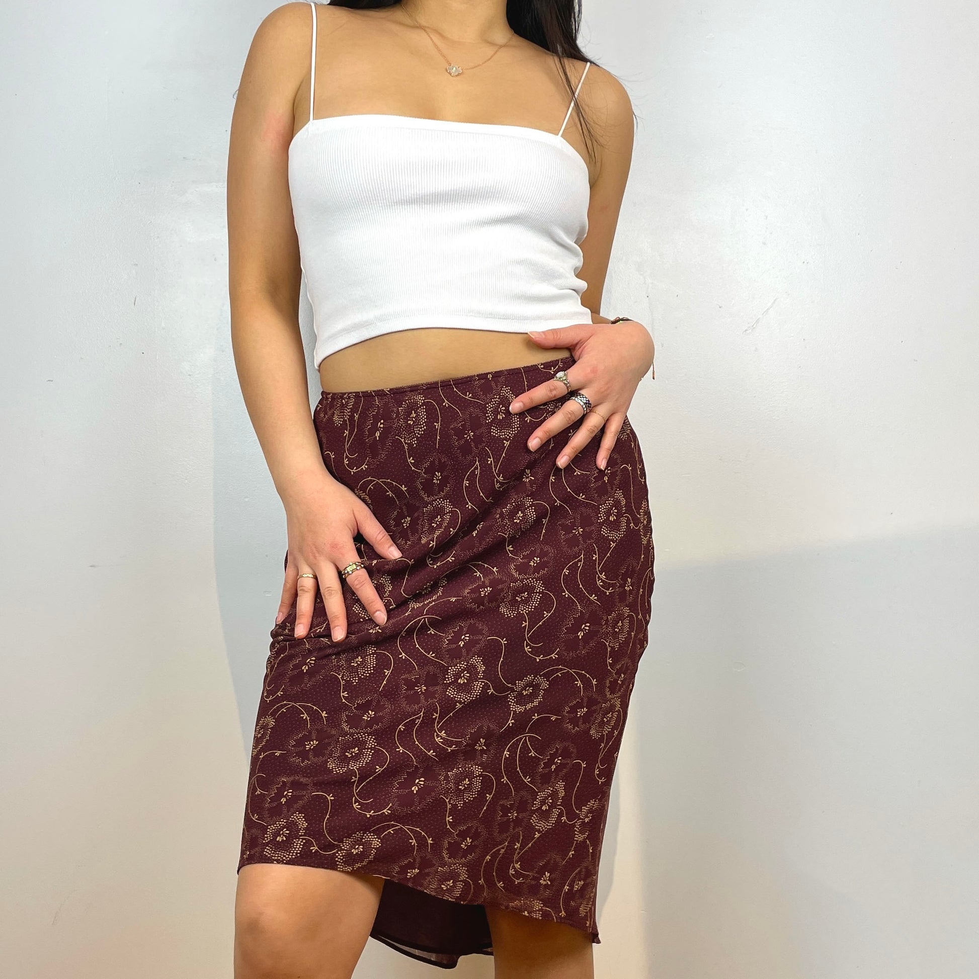 Burgundy Midi Skirt - Zoehify 