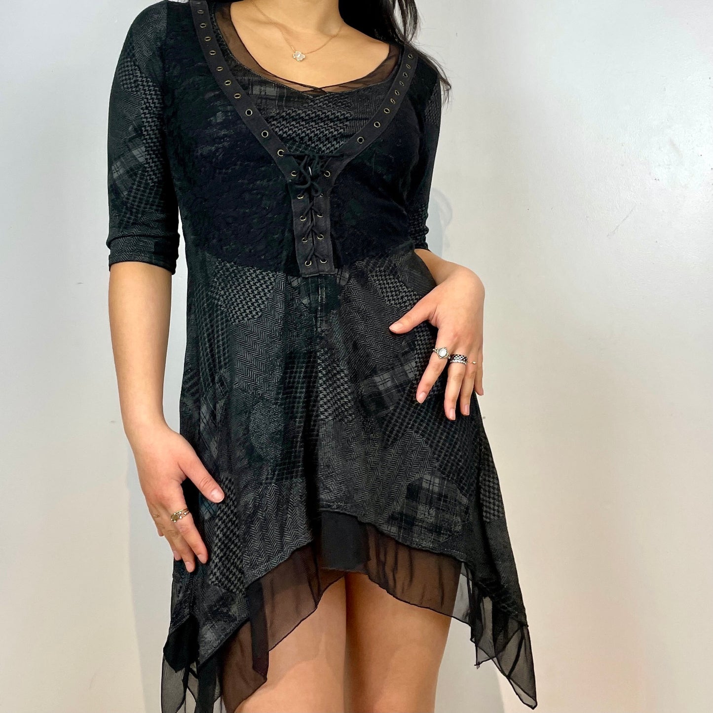 Black Lace Up Long Sleeved Tunic - Zoehify 