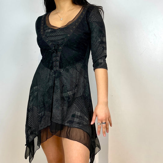 Black Lace Up Long Sleeved Tunic - Zoehify 