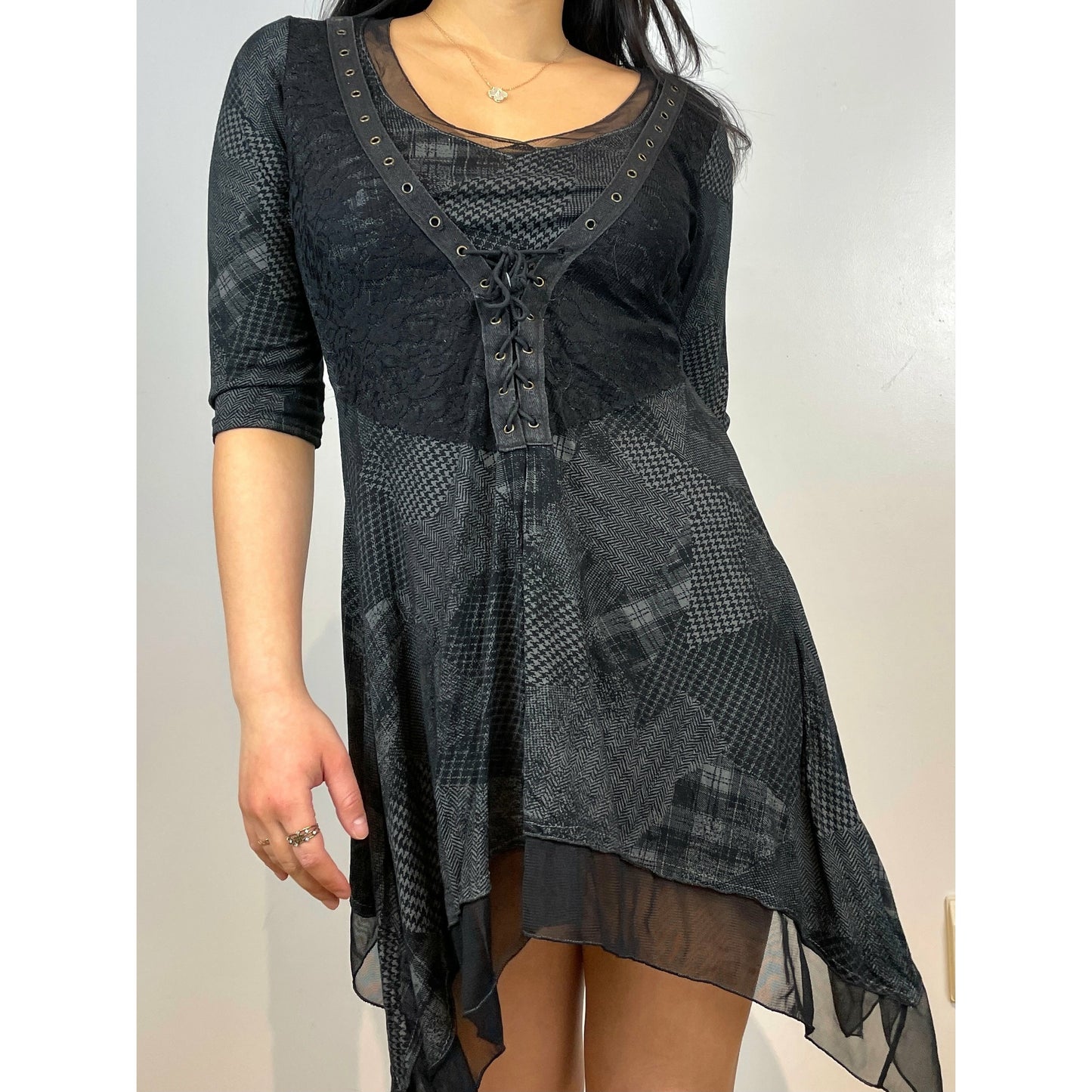 Black Lace Up Long Sleeved Tunic - Zoehify 