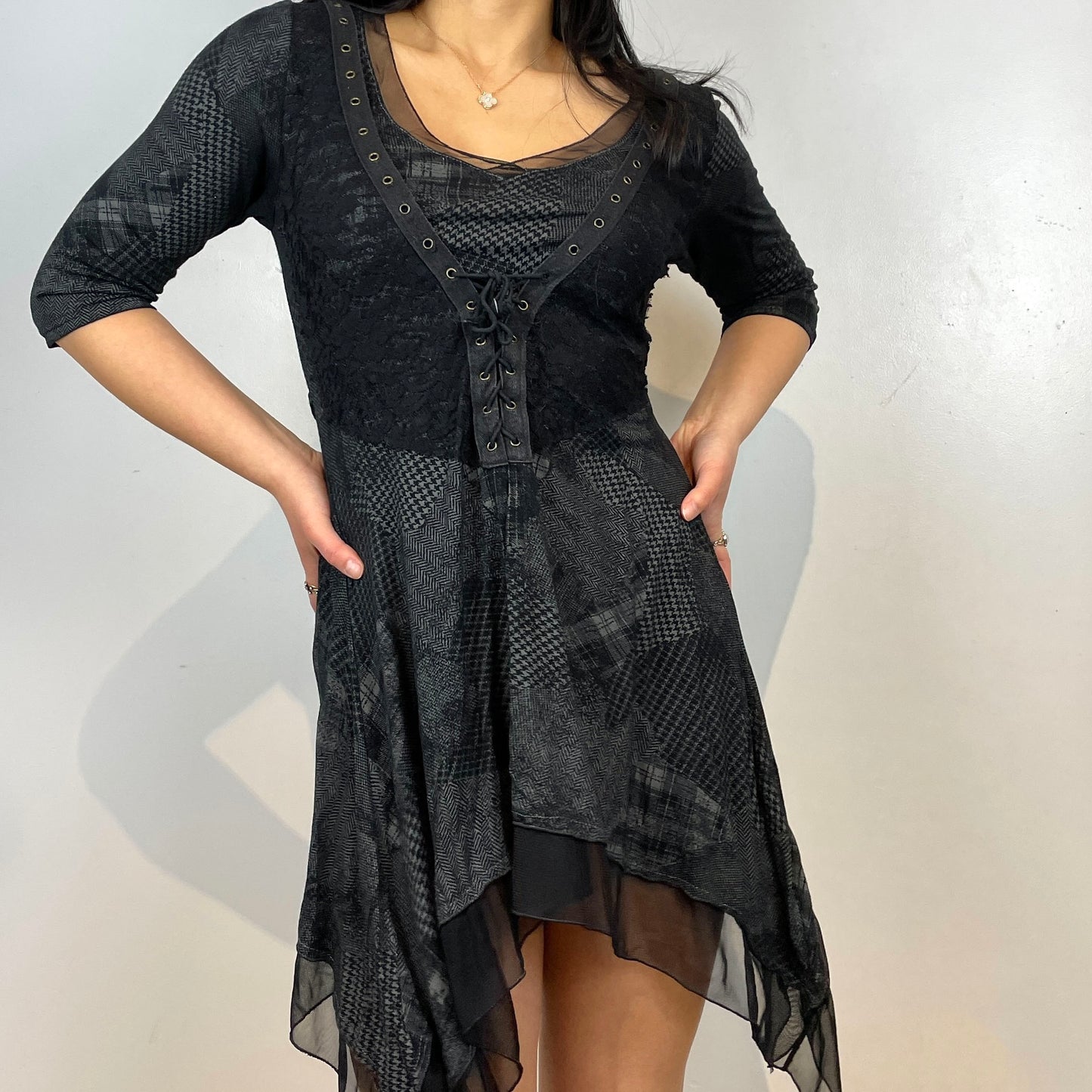 Black Lace Up Long Sleeved Tunic - Zoehify 