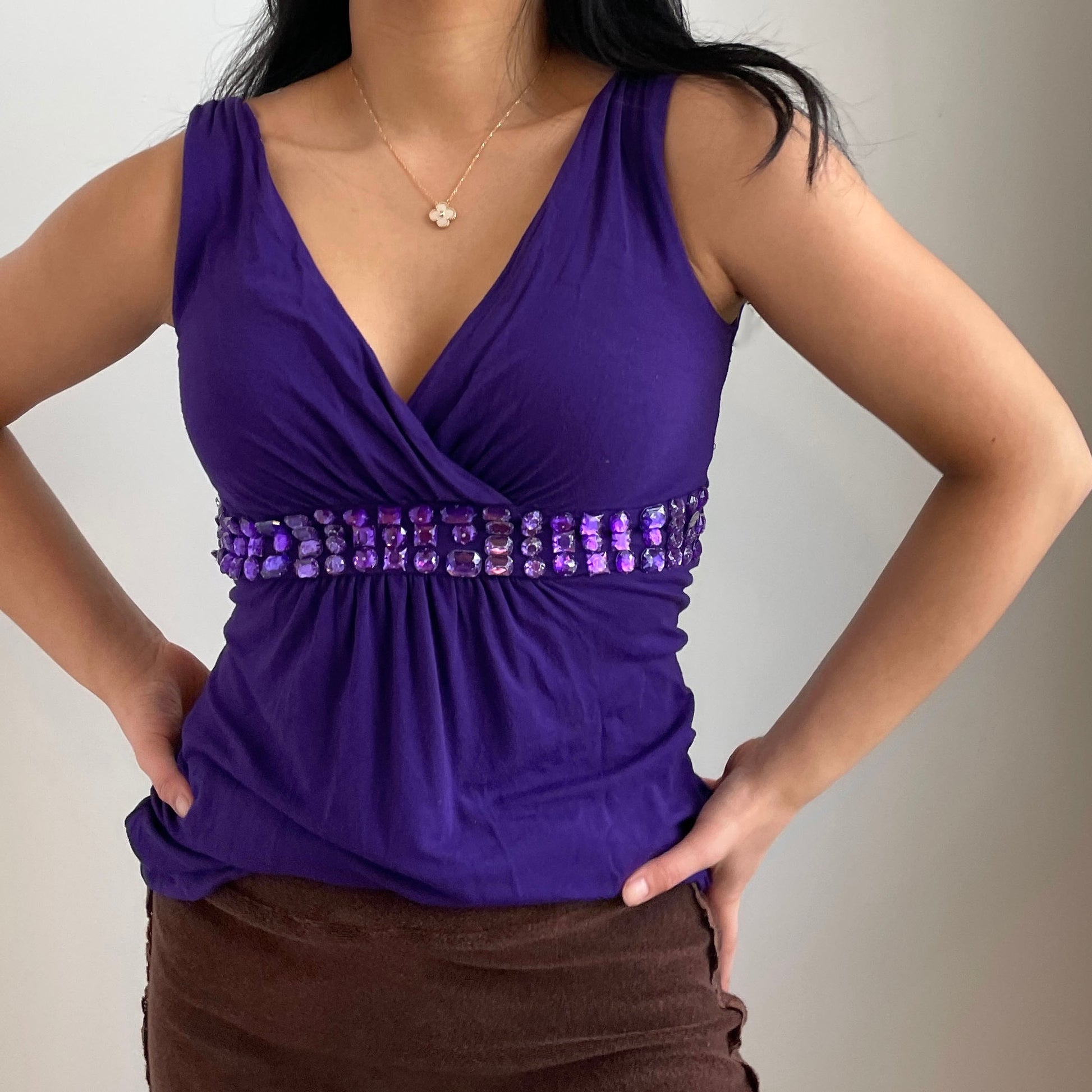 Purple Bejewelled Tank - Zoehify 