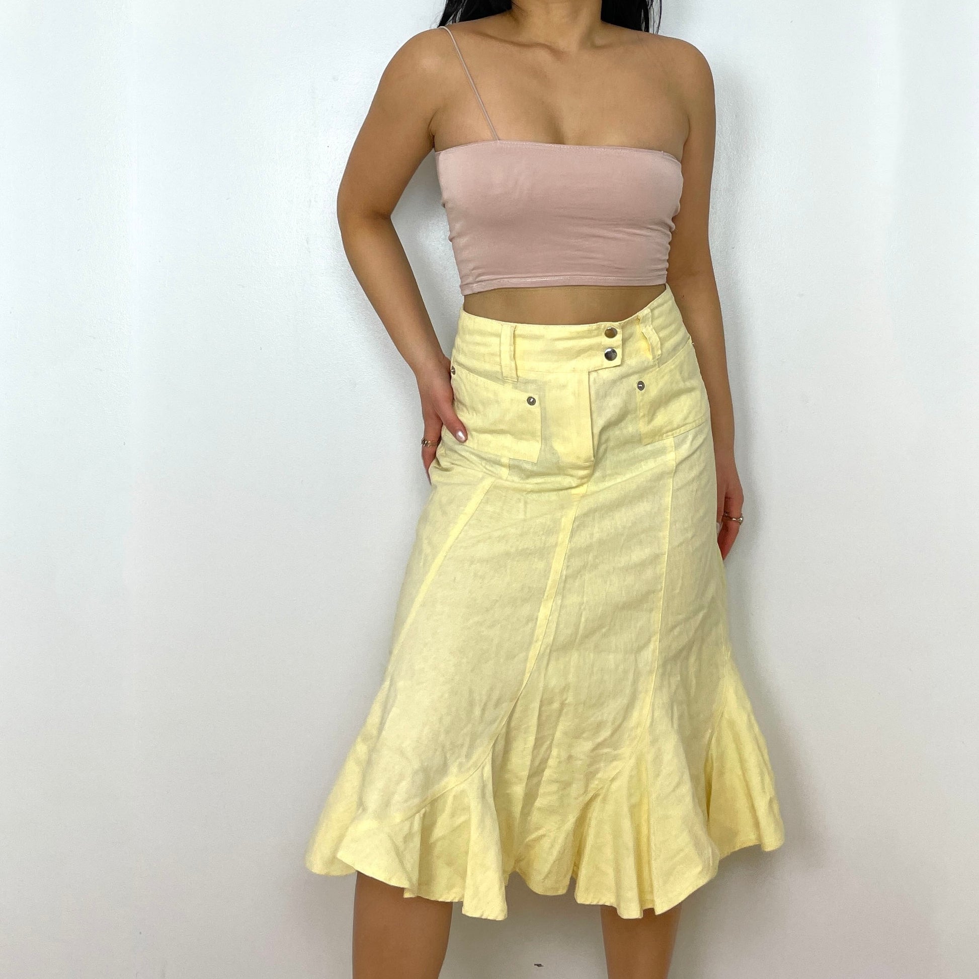 Pastel Yellow Midi Skirt - Zoehify 