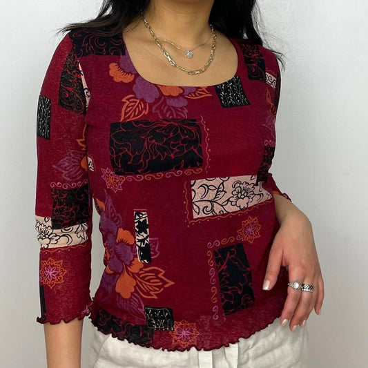 Red Long Sleeved Mesh Top - Zoehify