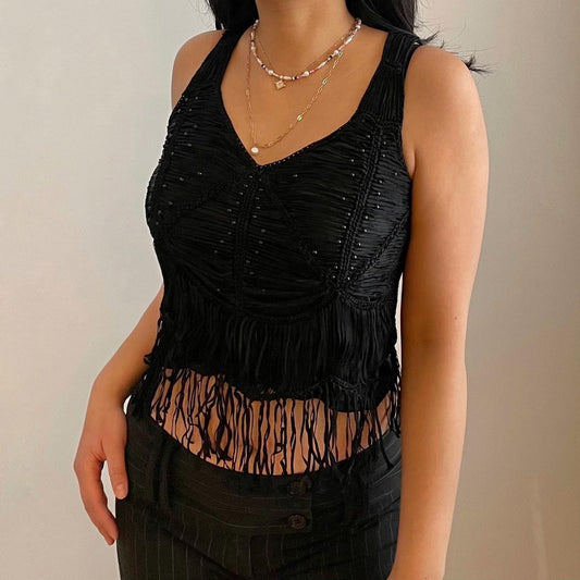 Black Tasseled Fringe Top - Zoehify