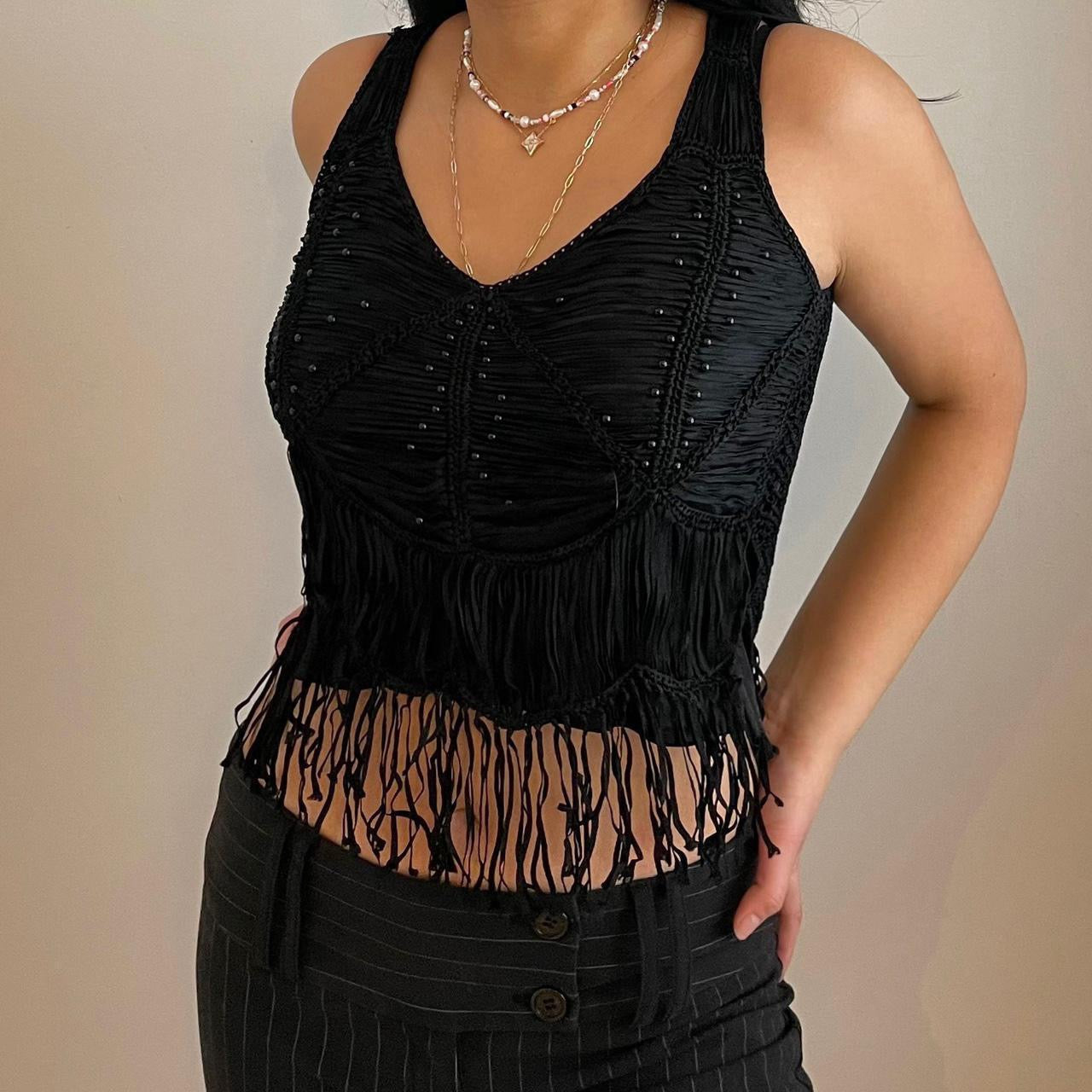 Black Tasseled Fringe Top - Zoehify 