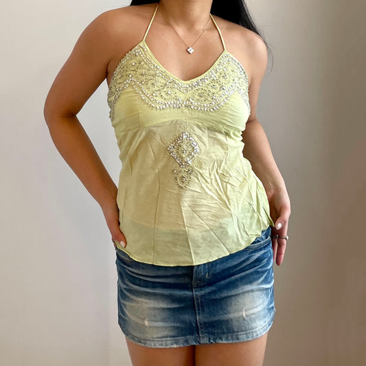 Lime Green Sequin Halter Top - Zoehify