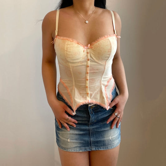 Cream and Pink Corset Top - Zoehify