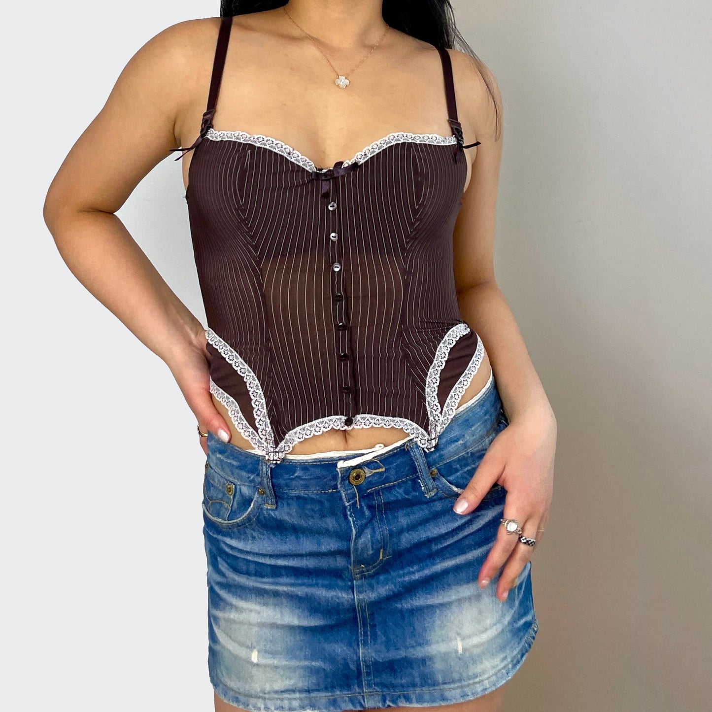 Brown Striped Corset Top - Zoehify 