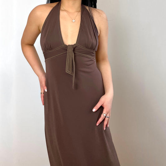 BCBG Brown Halter Neck Dress - Zoehify 