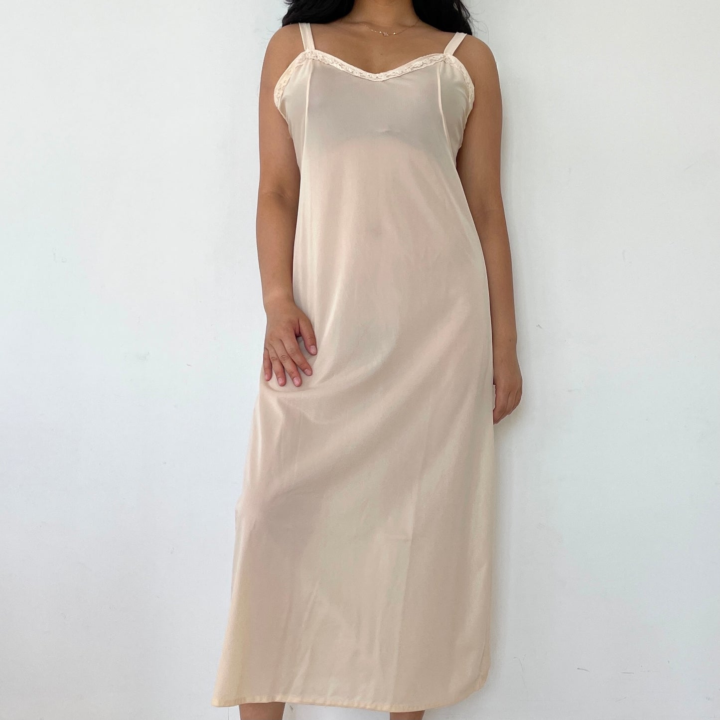 Sheer Cream Lingerie Slip Maxi Dress