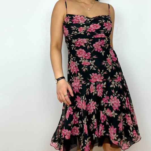 Black Midi Floral Dress - Zoehify