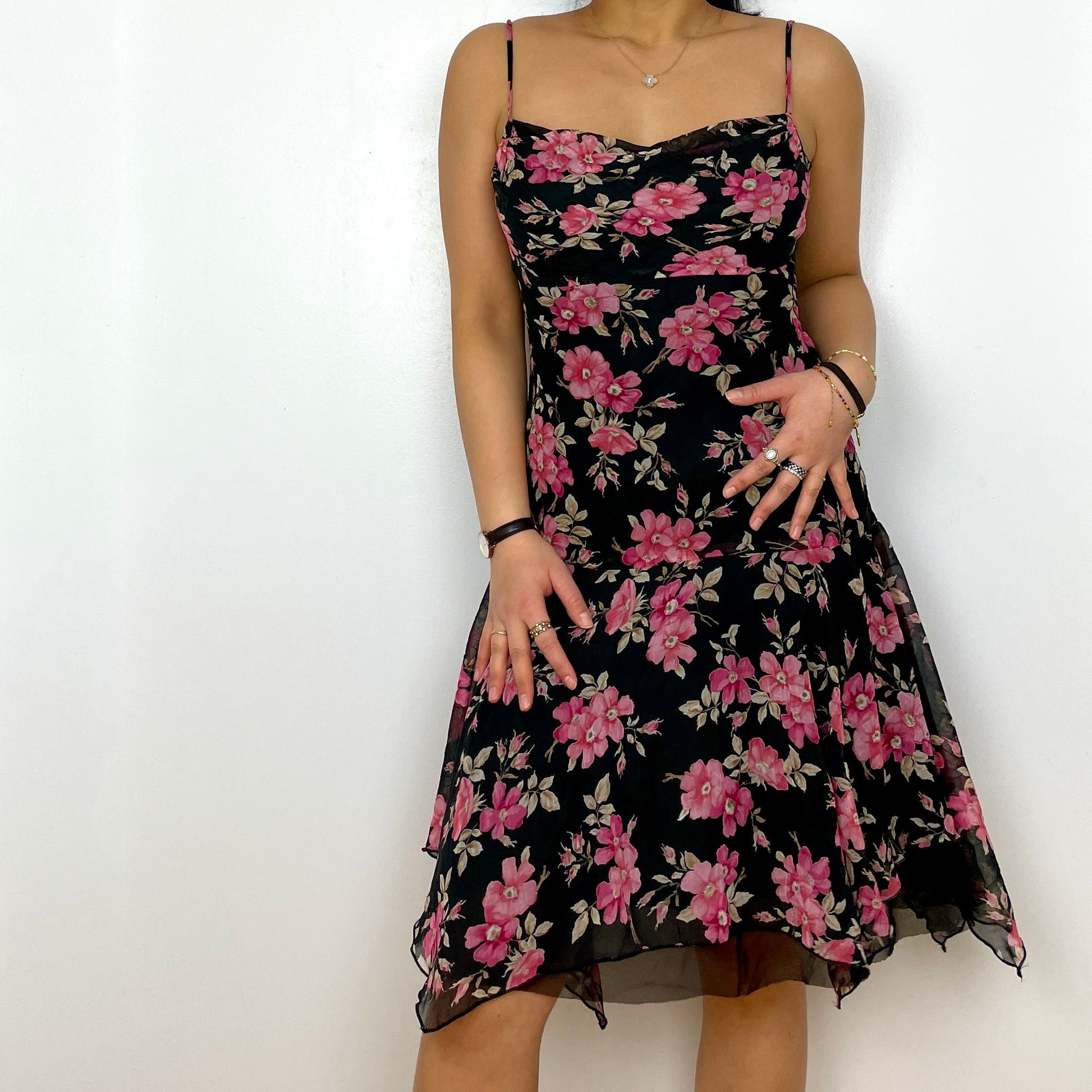 Black Midi Floral Dress - Zoehify 