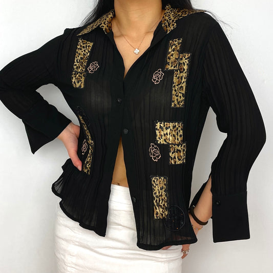 Black Leopard Print Button Up - Zoehify