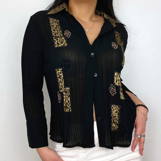 Black Leopard Print Button Up - Zoehify