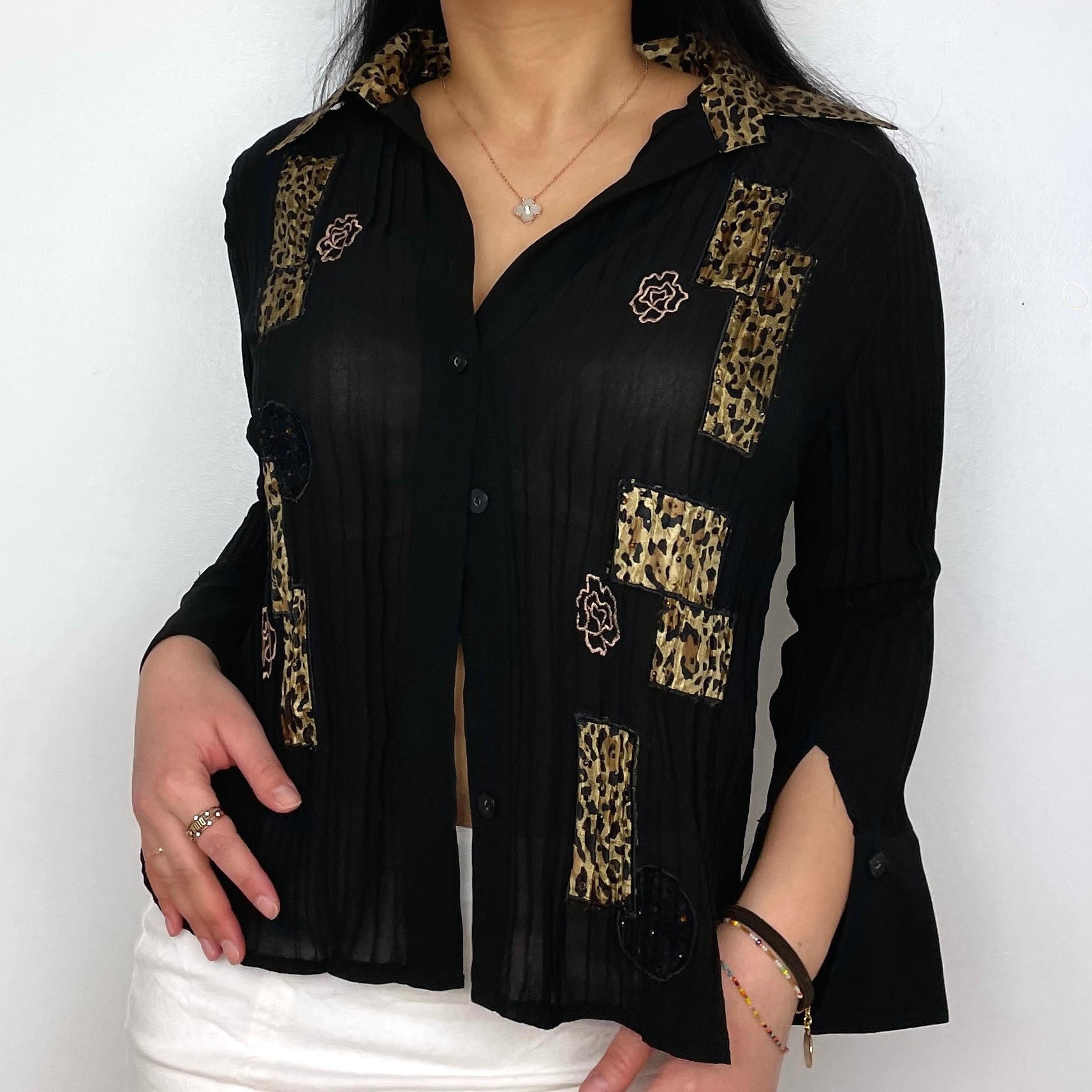 Black Leopard Print Button Up - Zoehify 