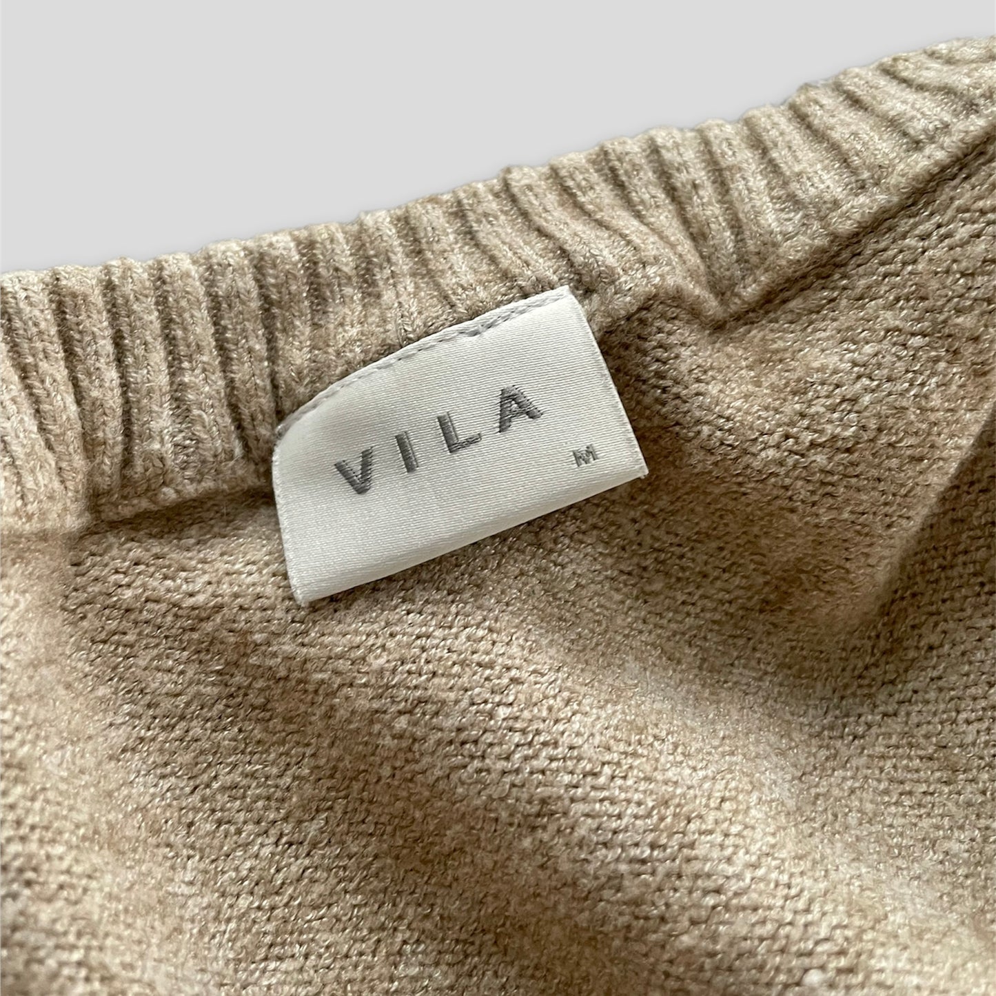 Vila Oatmeal Knit Round Neck Jumper - Medium