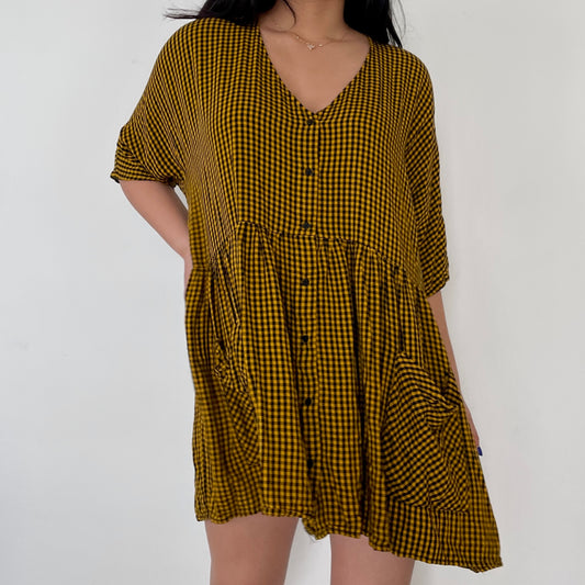 Yellow Zara Gingham Babydoll Tunic - Zoehify