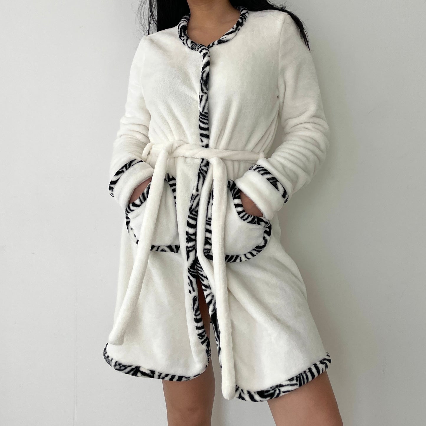 TWINSET White Zebra Trim Dressing Gown - X-Small/Small