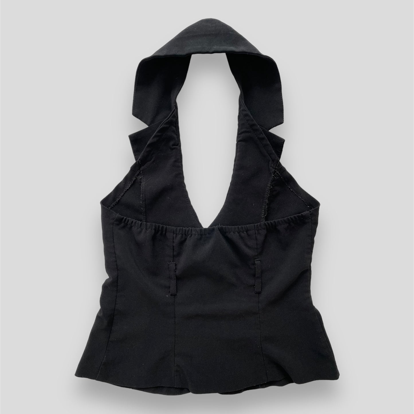 Black Halter Waistcoat Style Vest - Small