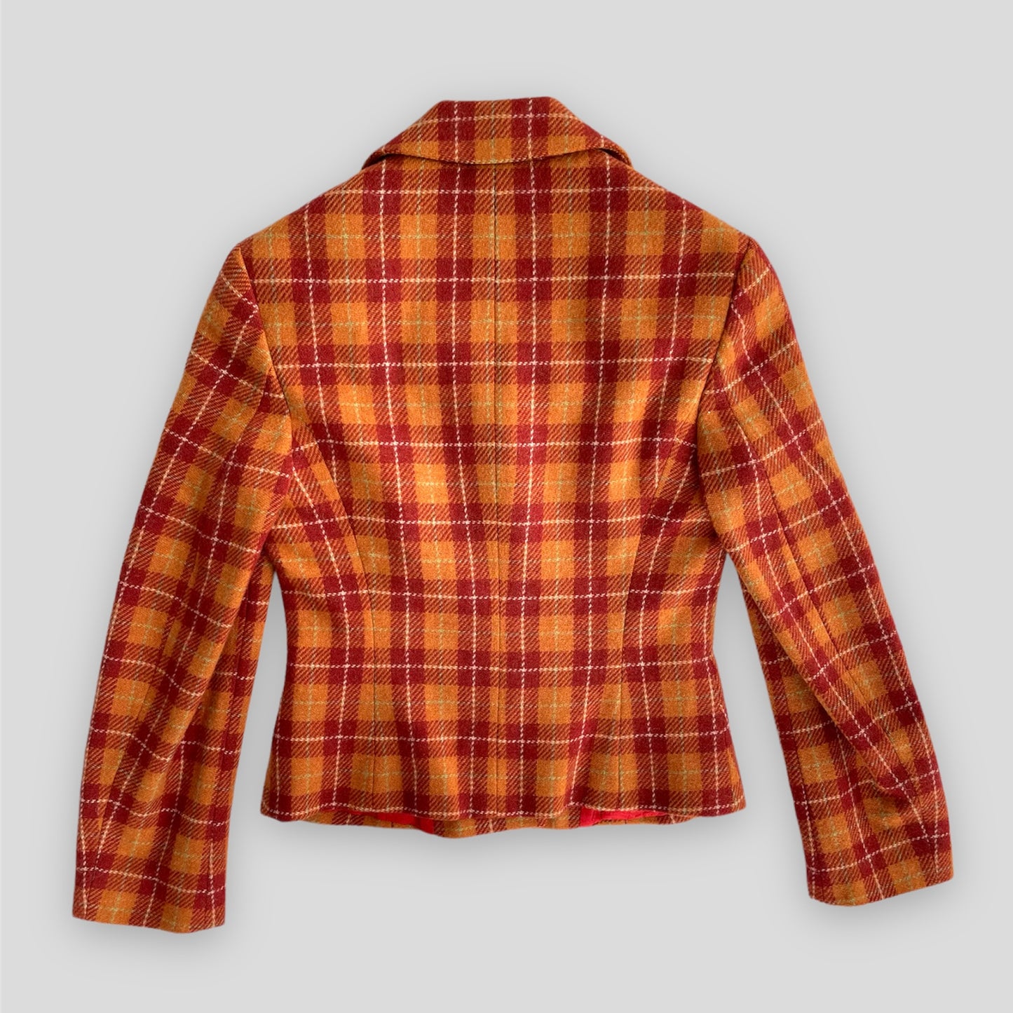 Vintage 1990s Dolce & Gabbana Wool & Alpaca Orange Plaid Blazer - X-Small