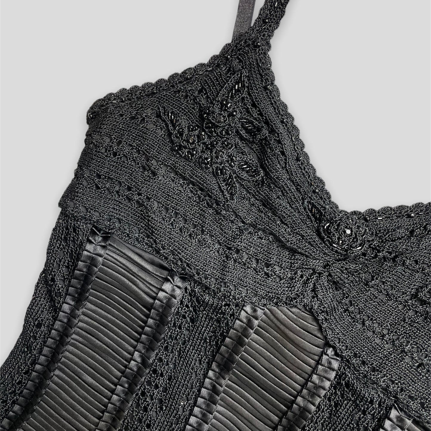 Black Beaded Crochet Top - Zoehify 