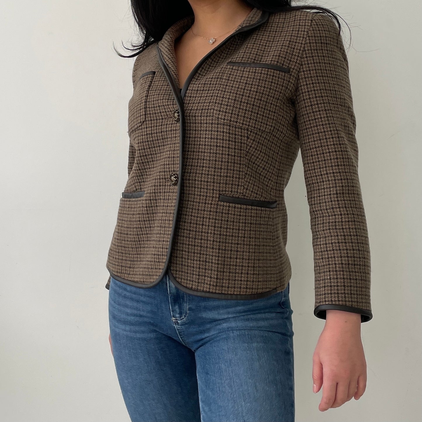 Weekend Max Mara Wool Houndstooth Tweed Evening Jacket - Small