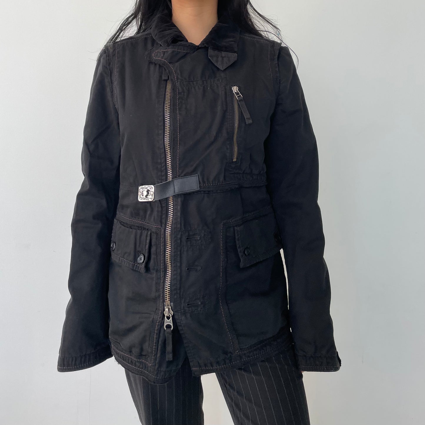 Marithé + François Girbaud Black Utility Jacket - Medium/Large