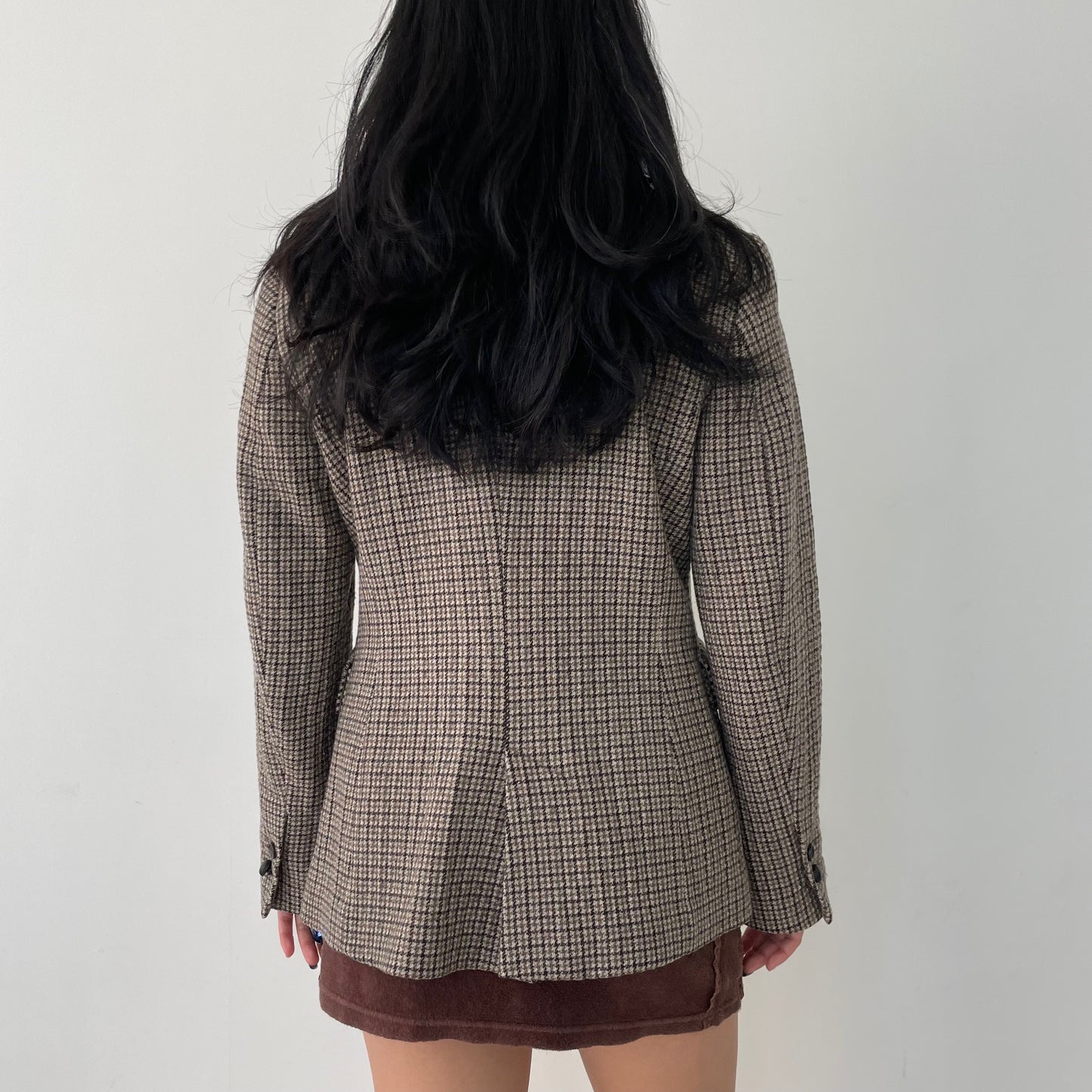 Old Label Zara Brown Houndstooth Single Breasted Blazer - Medium