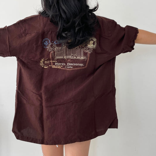 Cubavera Brown Short Sleeve Button Up Shirt