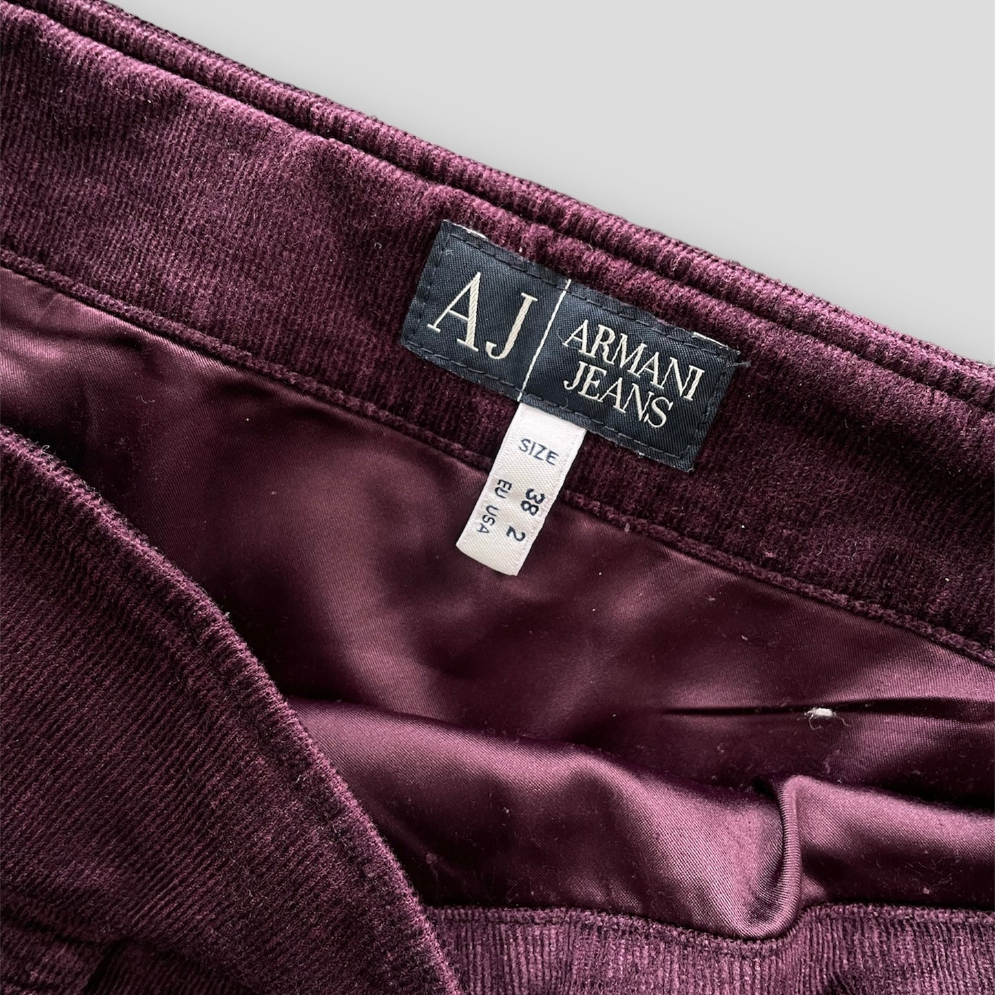 Armani Jeans Burgundy Corduory Pleated Mini Skirt - Medium