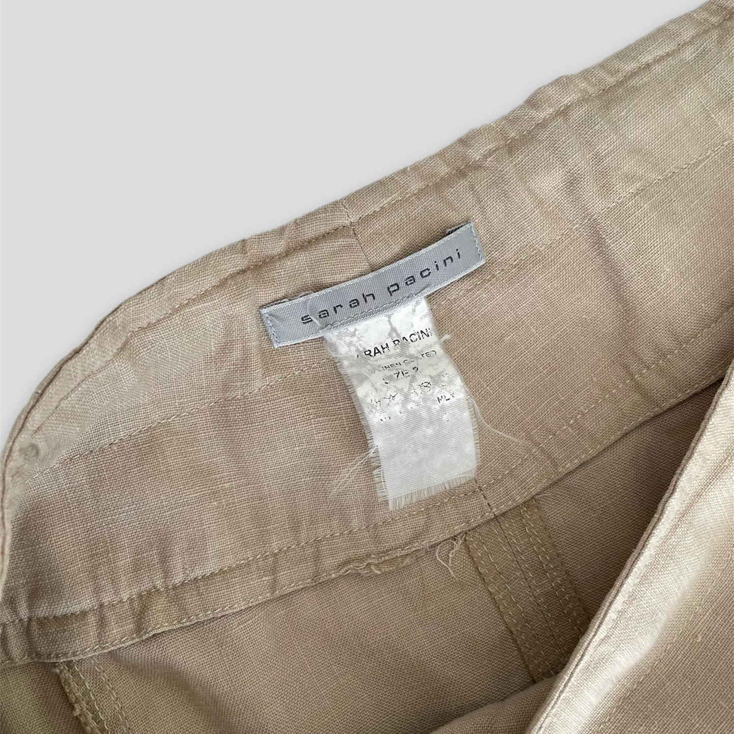 Beige Sarah Pacini Linen Maxi Skirt