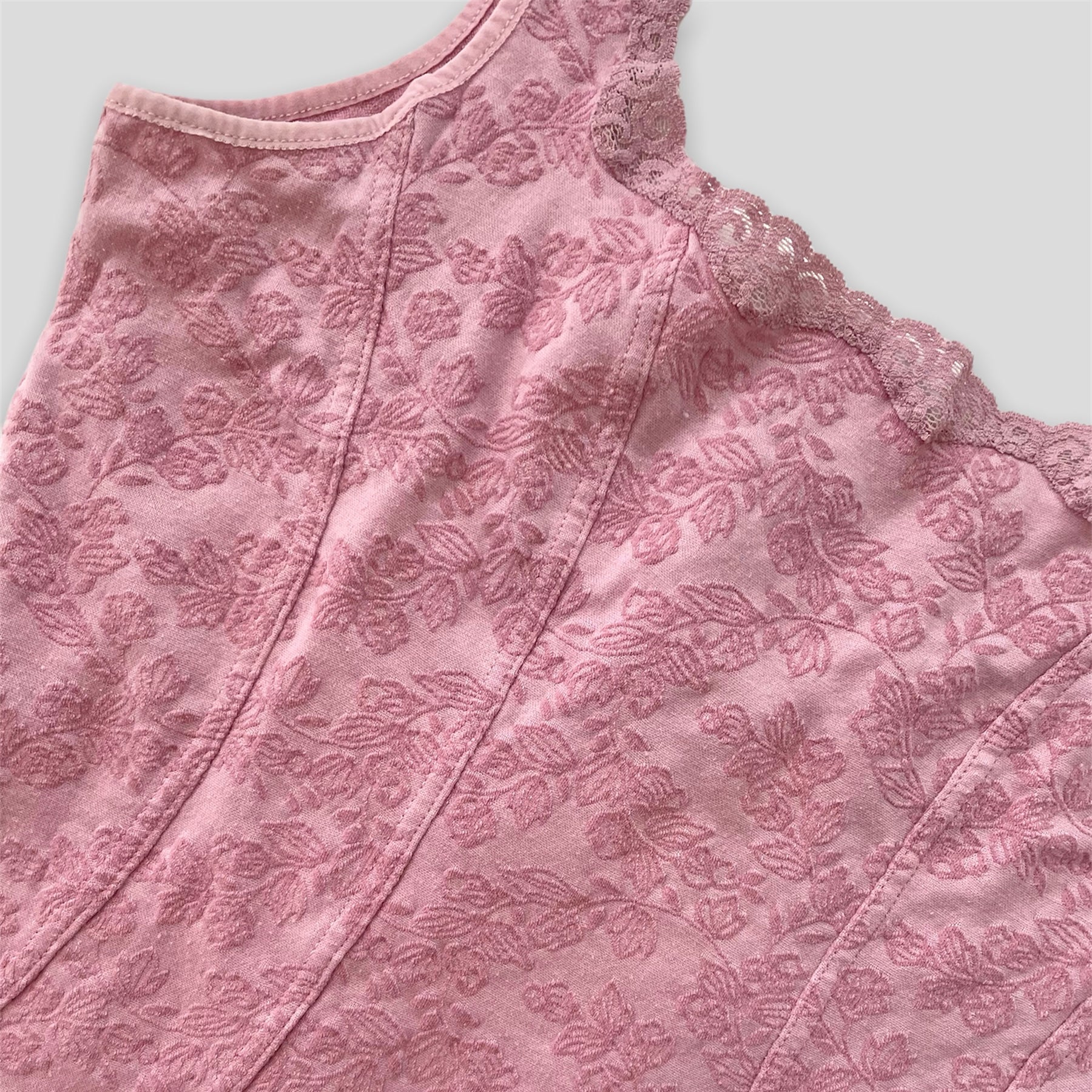 Pink Floral Lace Corset Top