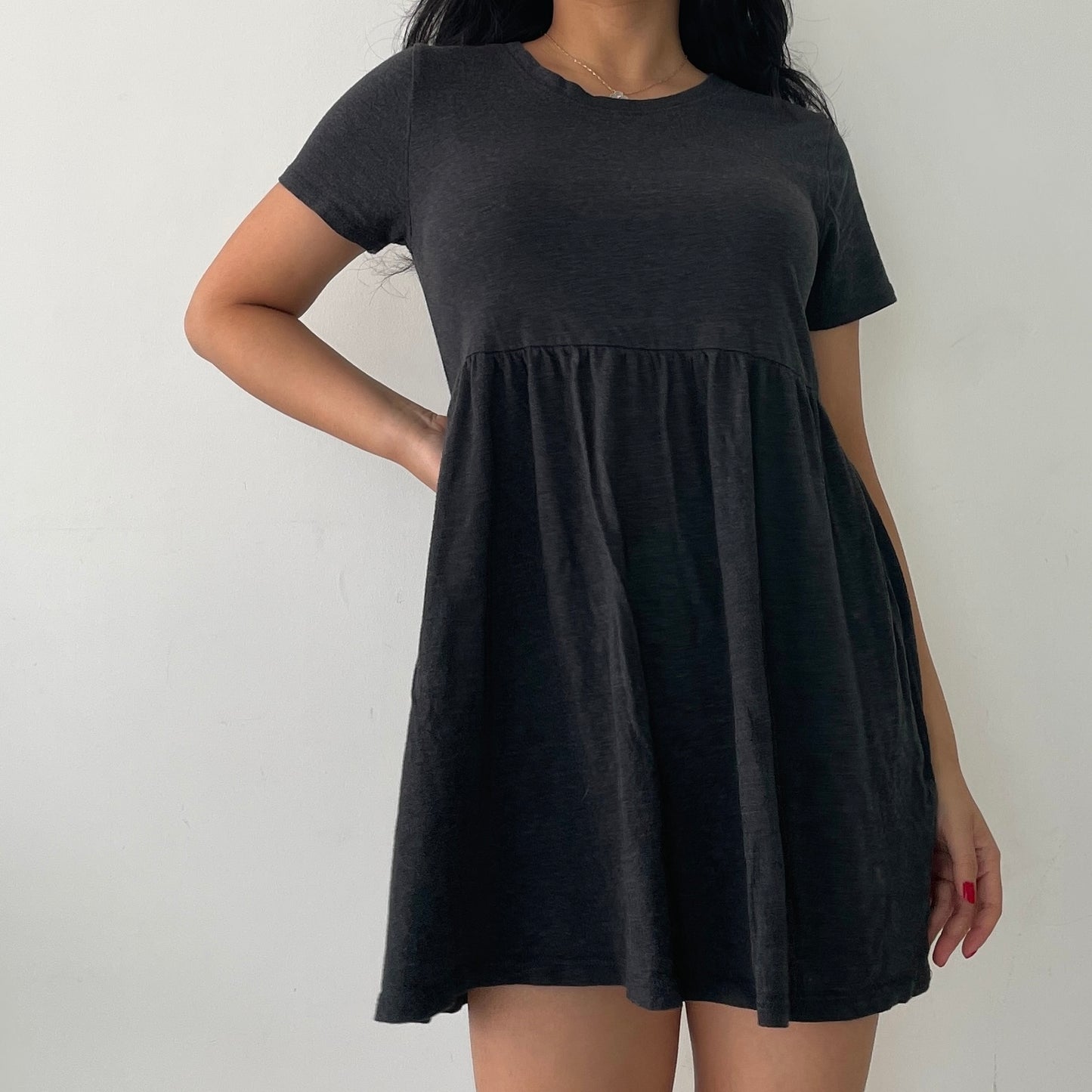 Forever 21 Grey Short Sleeve Babydoll Dress