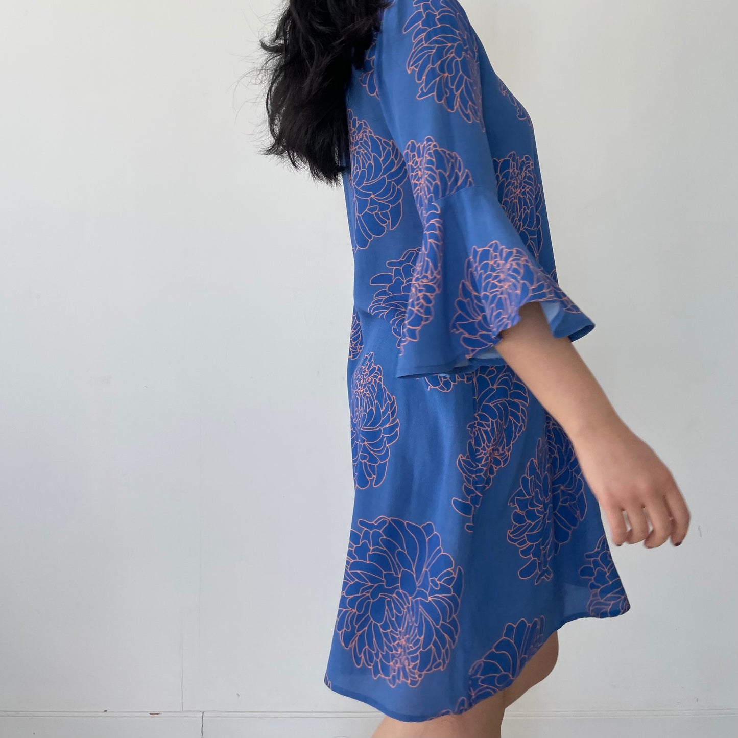 Mister Zimi 3/4 Flowy Sleeve Blue Mini Dress - Medium