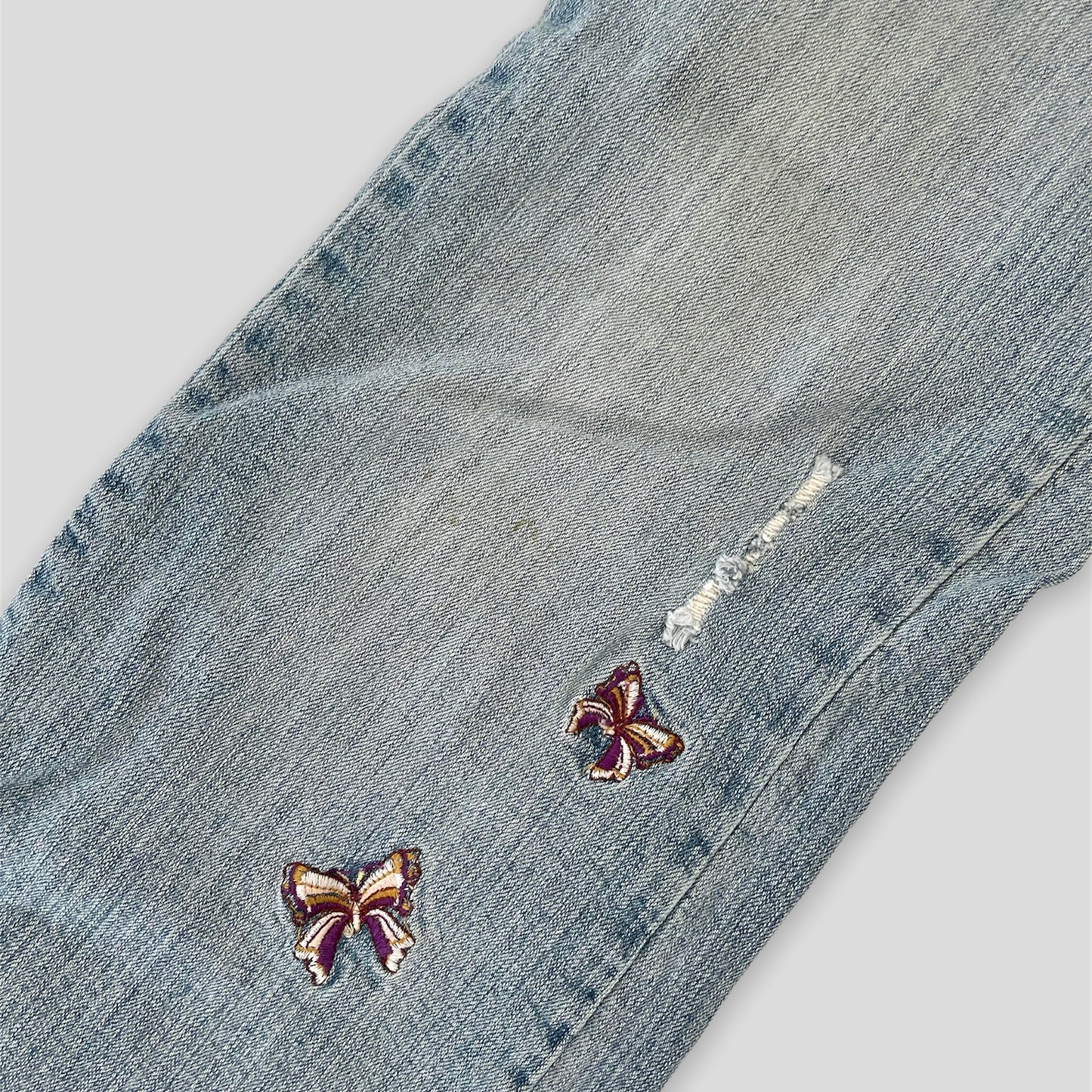 725 Originals Blue Flared Butterfly Embroidered Jeans - W34/L30