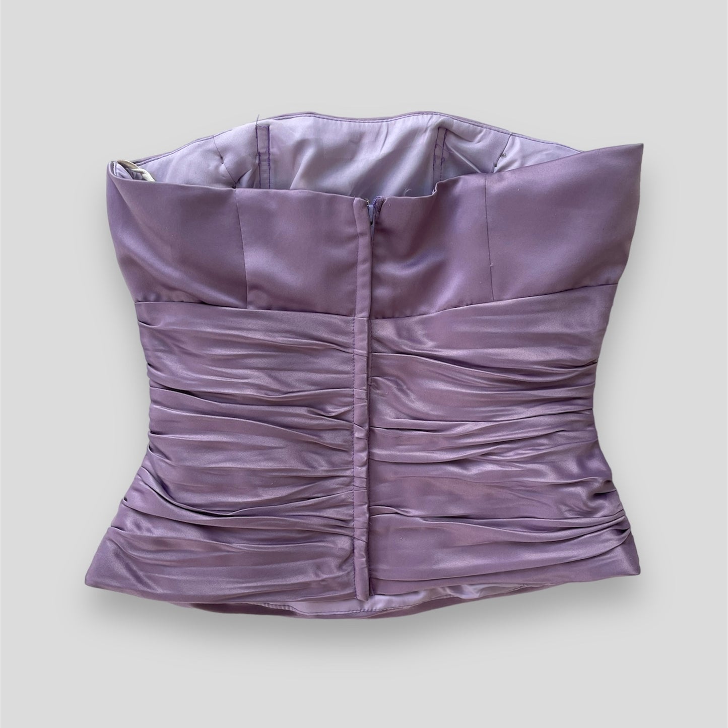 Purple Satin Strapless Boned Bustier Top - XX-Small/X-Small