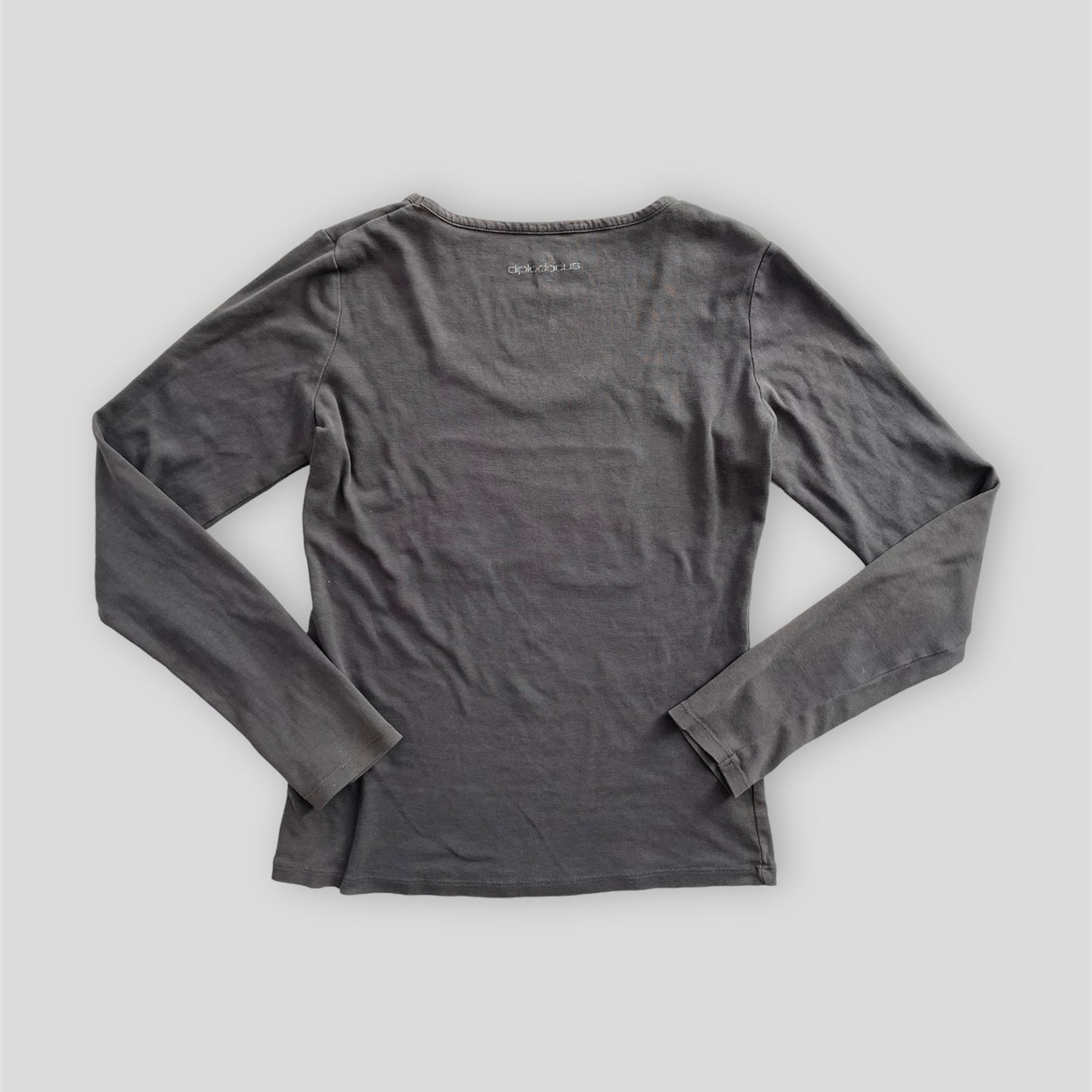 Diplodocus Long Sleeve Washed Dark Grey Tee - Small/Medium