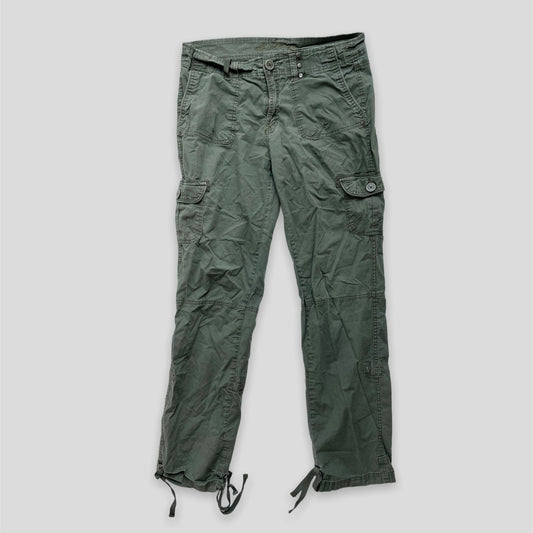 Army Green Mid-Rise Straight Leg Cargo Pants - Medium