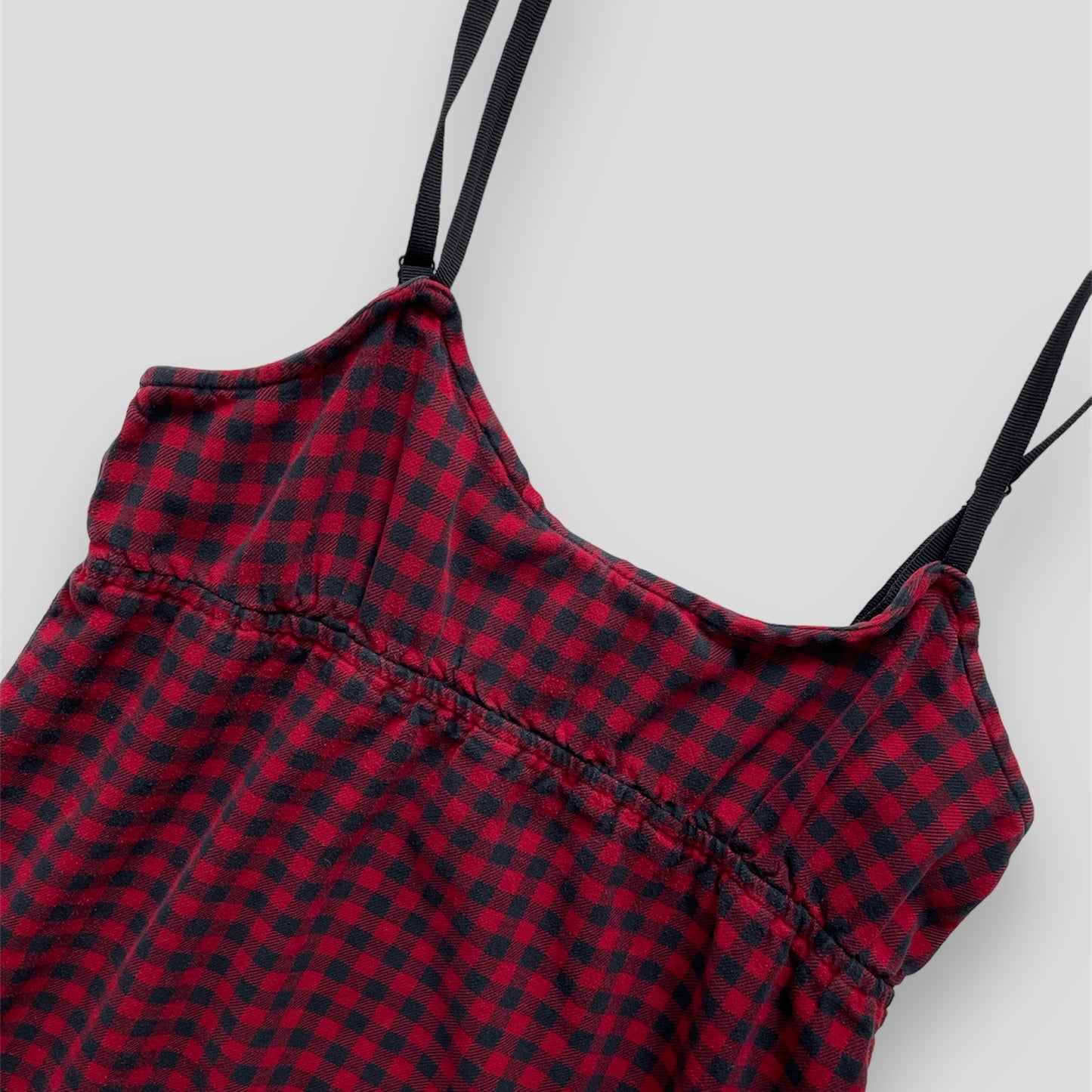 Lord & Taylor Red and Black Buffalo Plaid Babydoll Dress - Medium