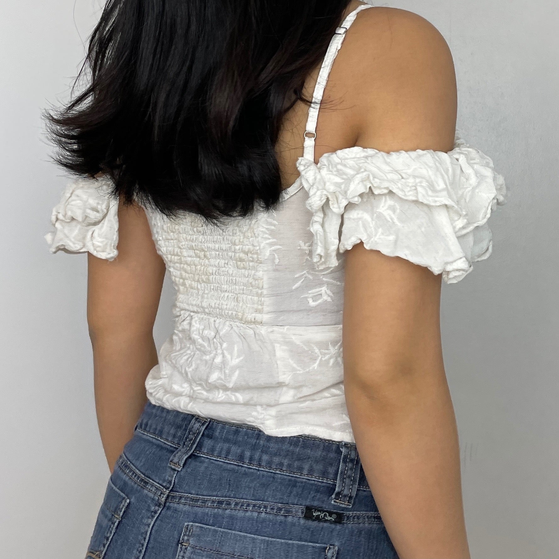 Guess White Strappy Off Shoulder Top - Zoehify 