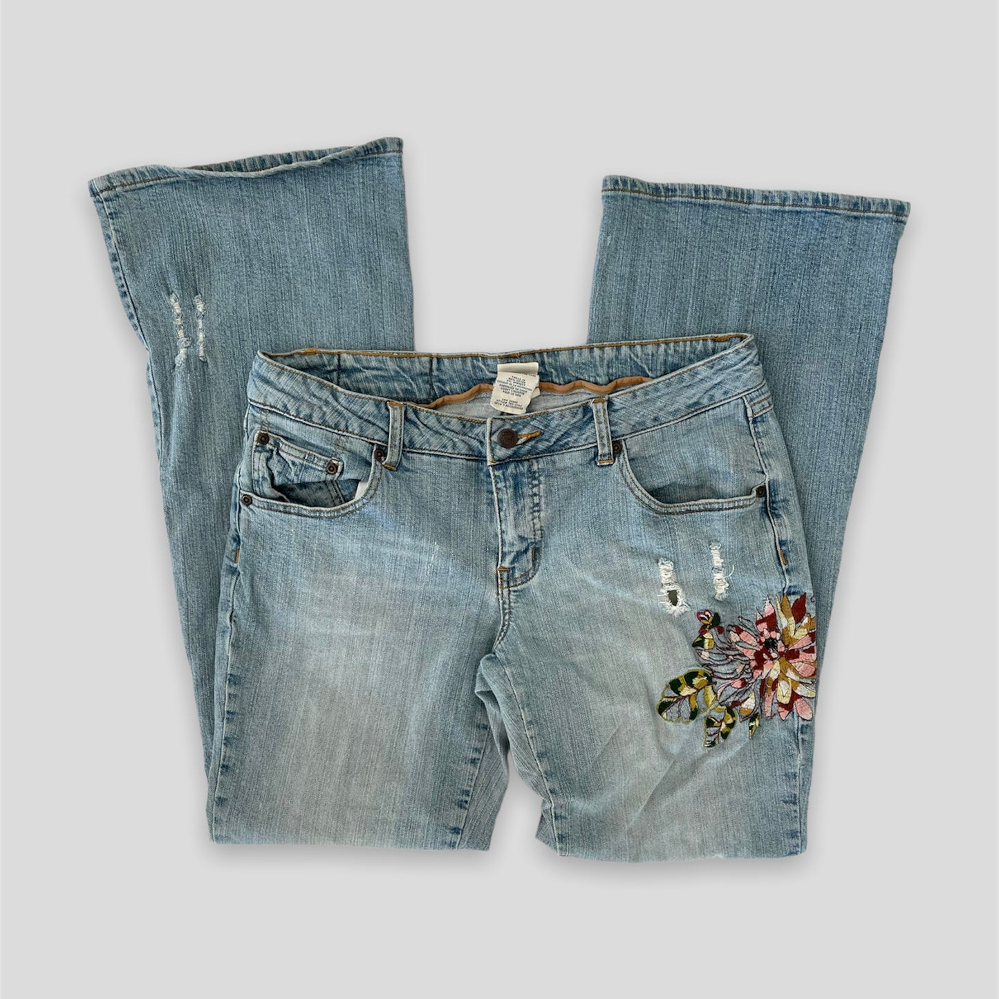 725 Originals Blue Flared Butterfly Embroidered Jeans - W34/L30