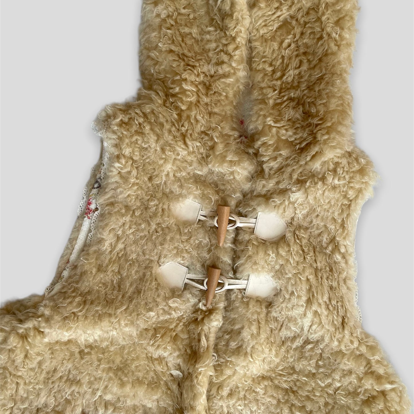 Candy Stripper Beige Teddy Vest - Small/Medium