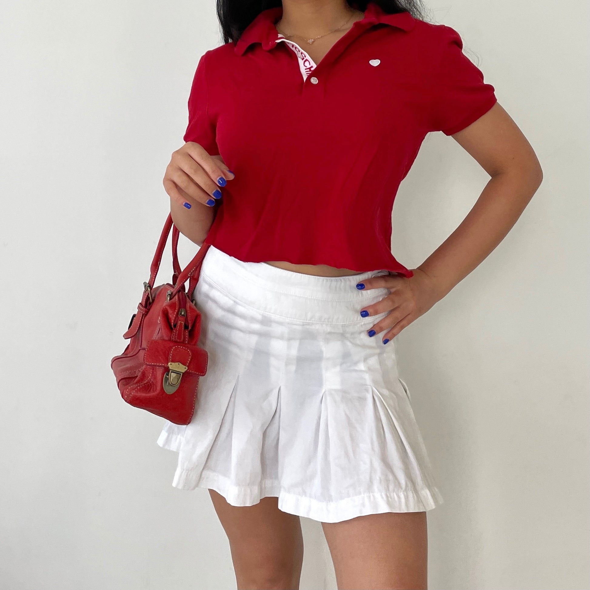 Red Cropped Polo Collared Tee - Zoehify 