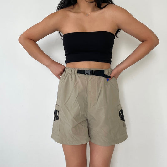 Khaki Buckle Cargo Shorts - Zoehify