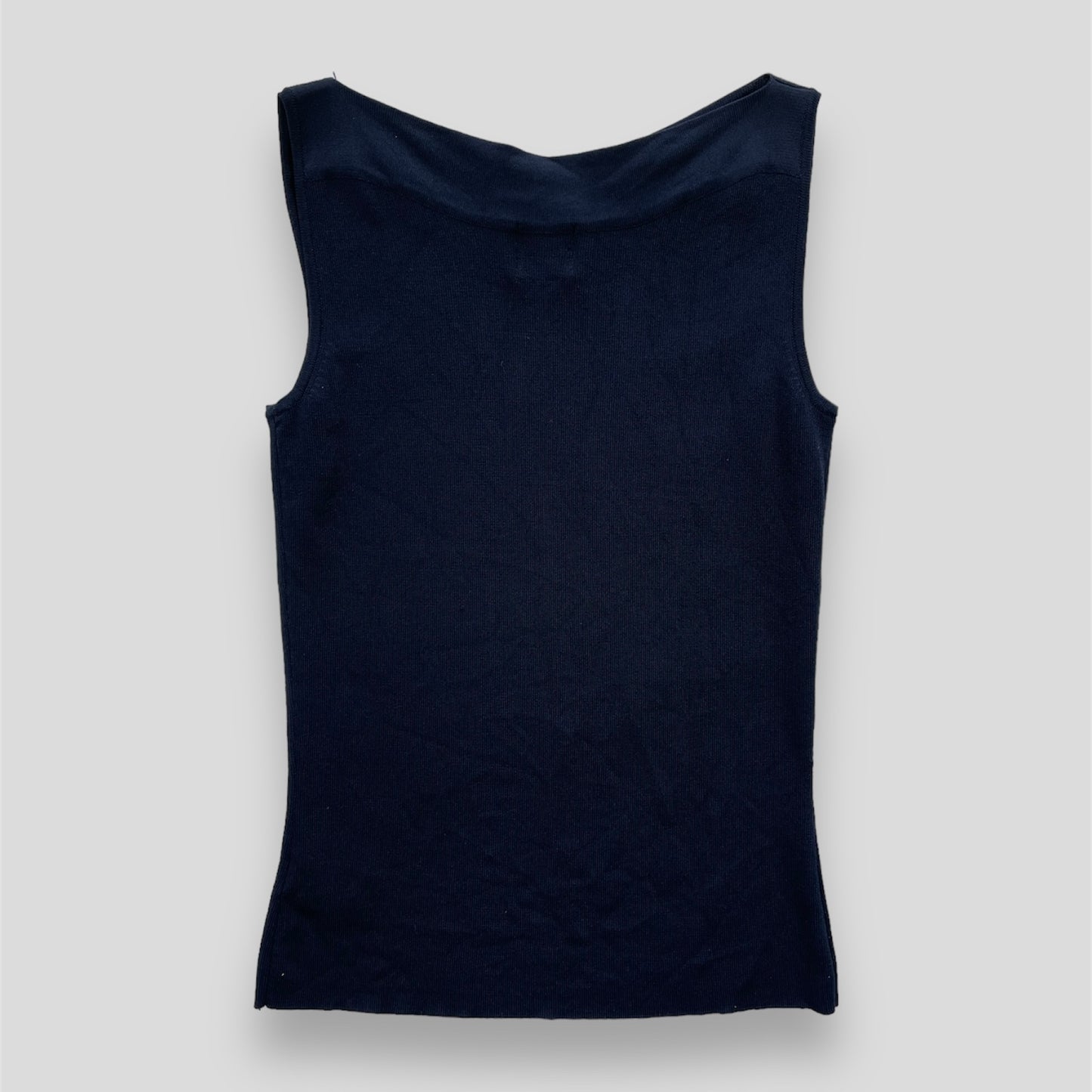 Colour Works Navy 90s Style Sleeveless Tank Top With Grommets - S/M