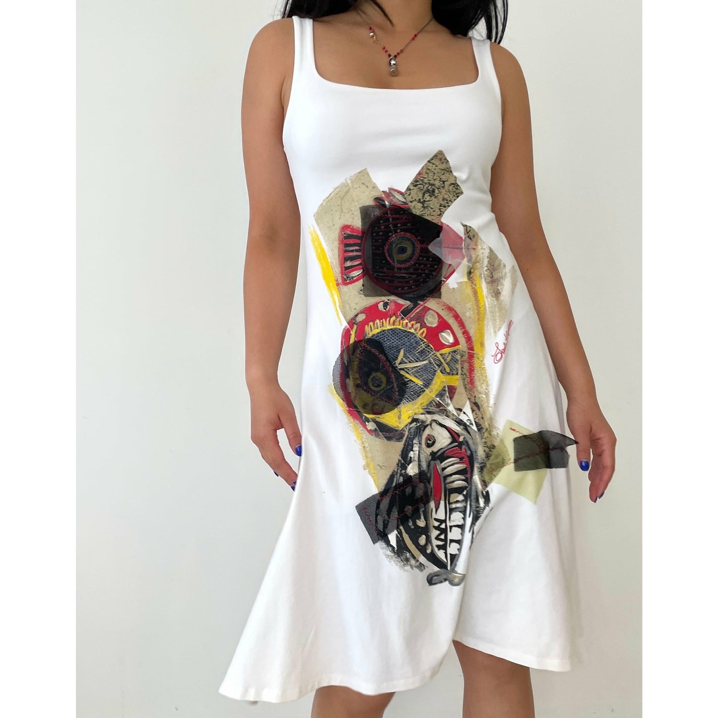 White Patchwork Save The Queen Dress - Zoehify 