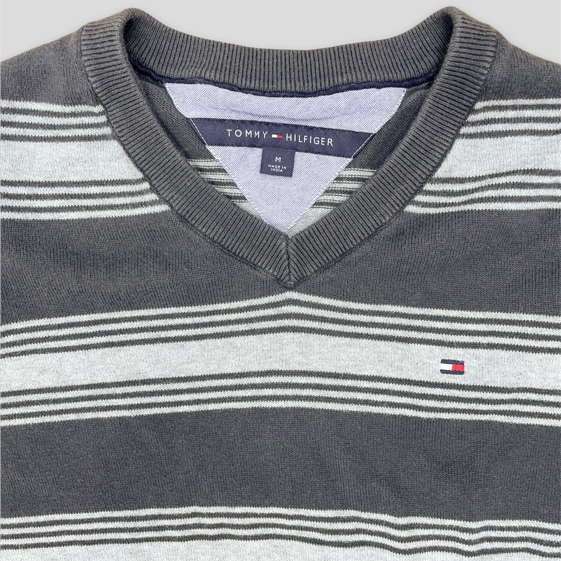 Tommy Hilfiger Grey Striped Jumper - Zoehify 